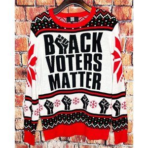 NWT Black Voters Matter Men's Small Ugly Christmas Festive Crew Neck Sweater BLM